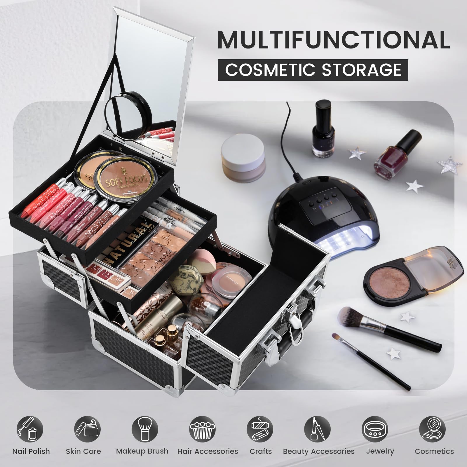 Amazon.com : Joligrace Makeup Box Cosmetic Train Case Portable